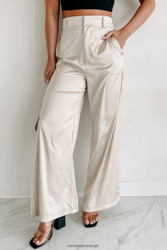 beige NanaMacs sett deg selv først sateng wide leg bukser 402NJ03037