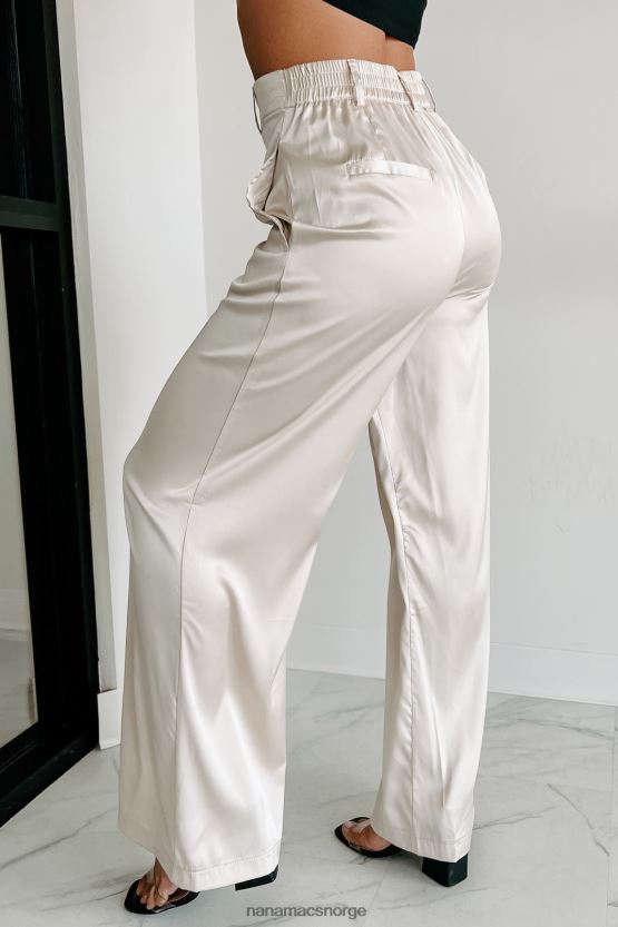 beige NanaMacs sett deg selv først sateng wide leg bukser 402NJ03037