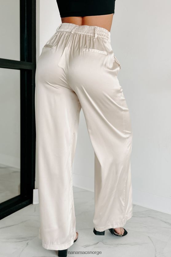 beige NanaMacs sett deg selv først sateng wide leg bukser 402NJ03037
