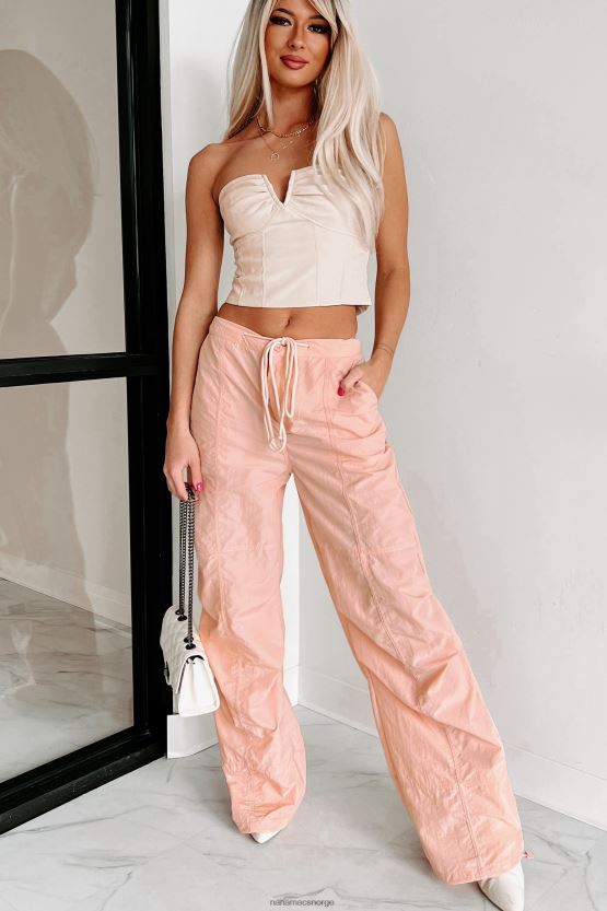 blek rosa NanaMacs teen angst brede ben bukser med snøring 402NJ03097