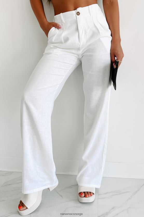 hvit NanaMacs brunsj i nantucket linbukse med brede ben 402NJ03015