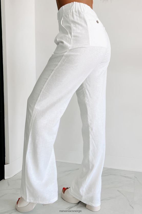 hvit NanaMacs brunsj i nantucket linbukse med brede ben 402NJ03015