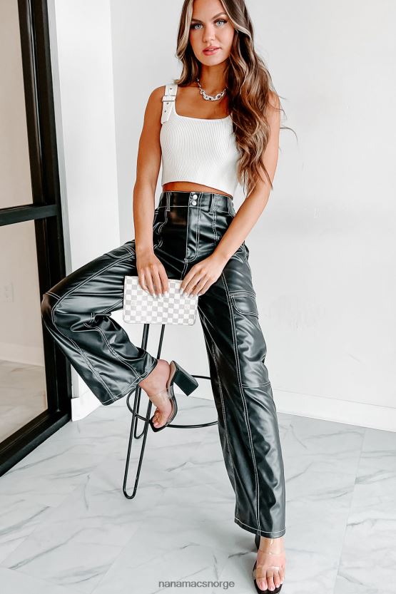 svart NanaMacs ødelegge verdens cargo-bukser i imitert skinn 402NJ03079