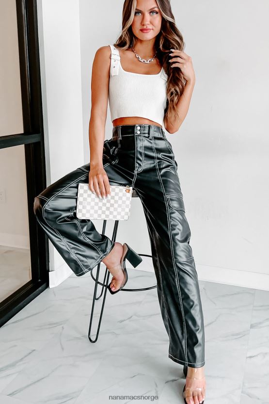 svart NanaMacs ødelegge verdens cargo-bukser i imitert skinn 402NJ03079