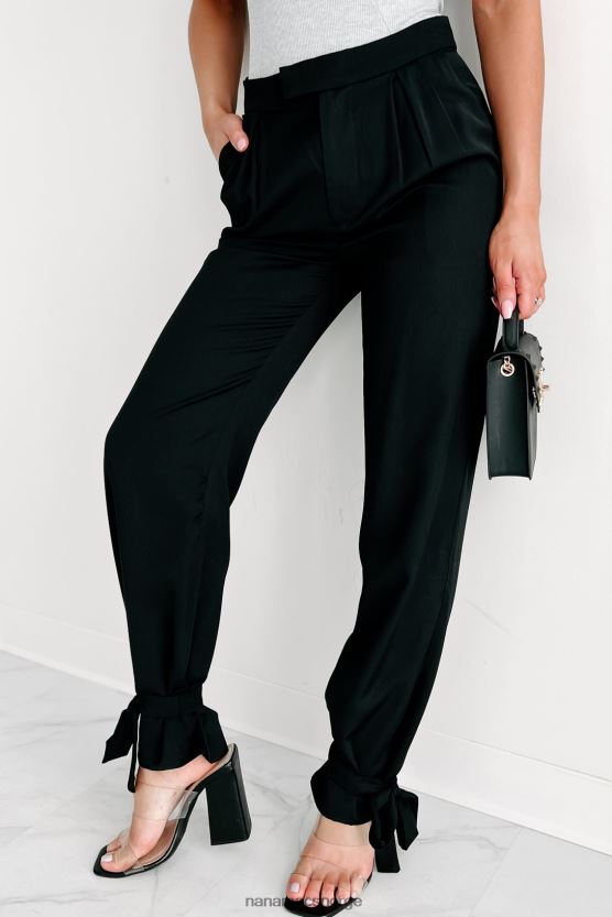 svart NanaMacs piece of perfection brede ben ankel tie bukser 402NJ03103