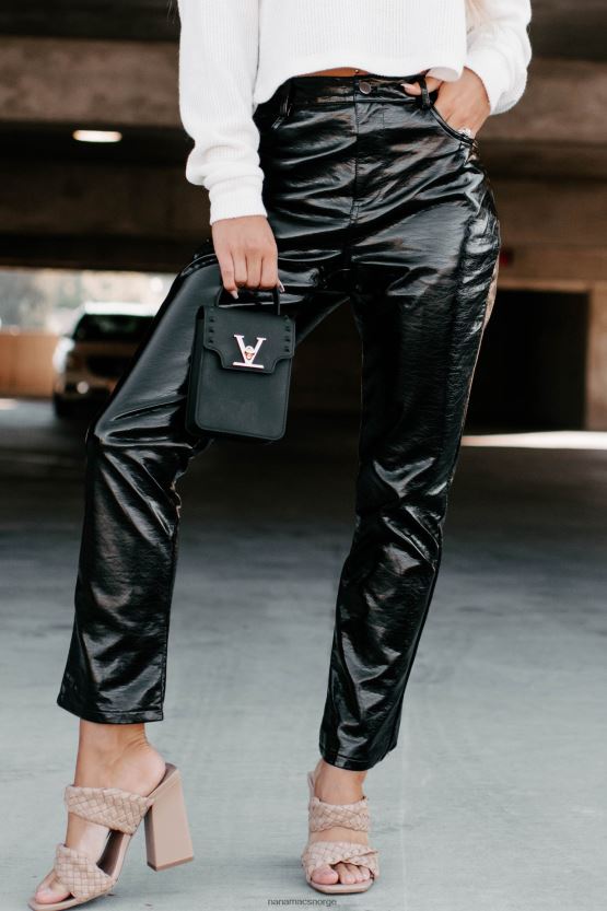 svart NanaMacs slutten av diskusjonen skinnbukser med rett ben 402NJ03121