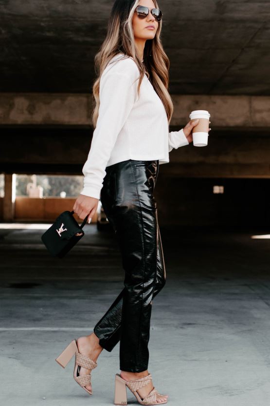 svart NanaMacs slutten av diskusjonen skinnbukser med rett ben 402NJ03121