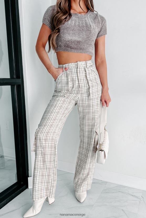 taupe NanaMacs blast fra fortiden rutete cargo bukser 402NJ03076