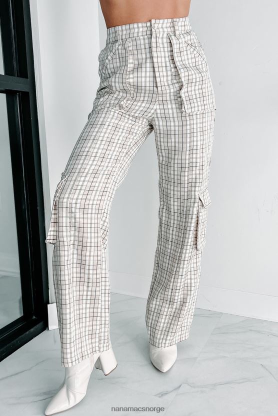 taupe NanaMacs blast fra fortiden rutete cargo bukser 402NJ03076