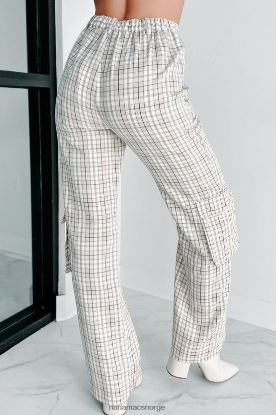 taupe NanaMacs blast fra fortiden rutete cargo bukser 402NJ03076