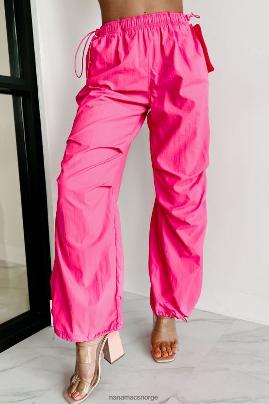 varm rosa NanaMacs ned til wire wide leg fallskjermbukser 402NJ03071