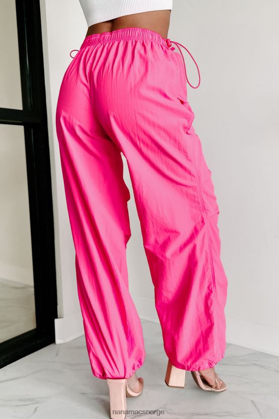 varm rosa NanaMacs ned til wire wide leg fallskjermbukser 402NJ03071