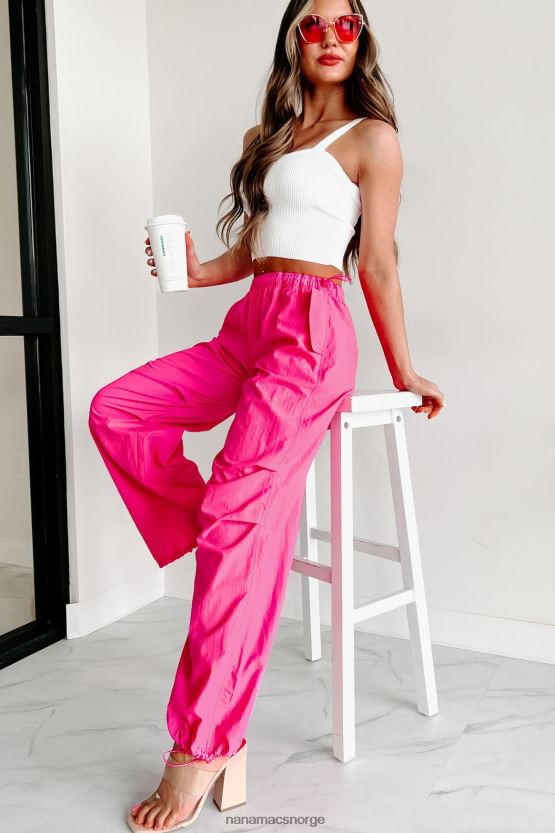 varm rosa NanaMacs ned til wire wide leg fallskjermbukser 402NJ03071