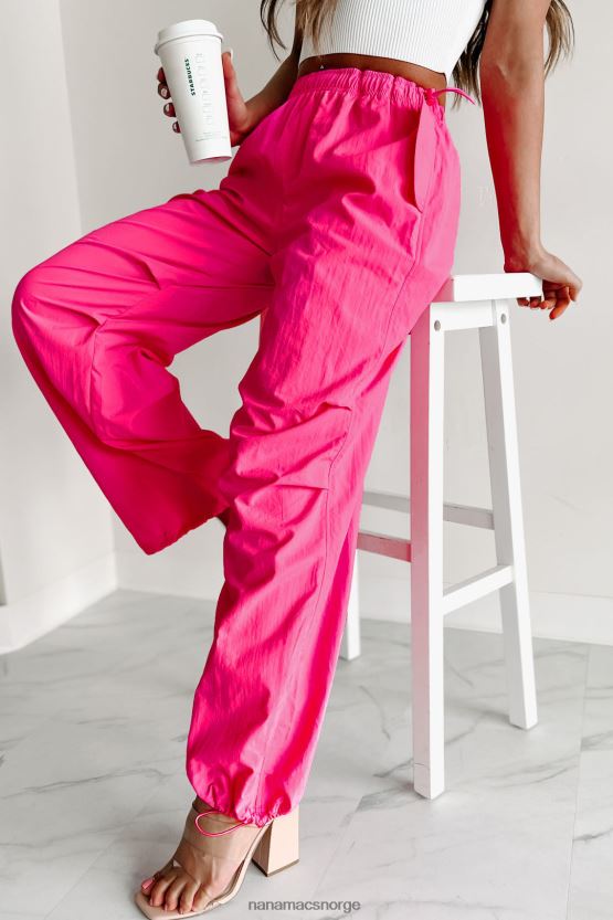 varm rosa NanaMacs ned til wire wide leg fallskjermbukser 402NJ03071