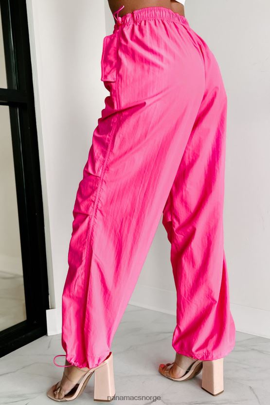varm rosa NanaMacs ned til wire wide leg fallskjermbukser 402NJ03071