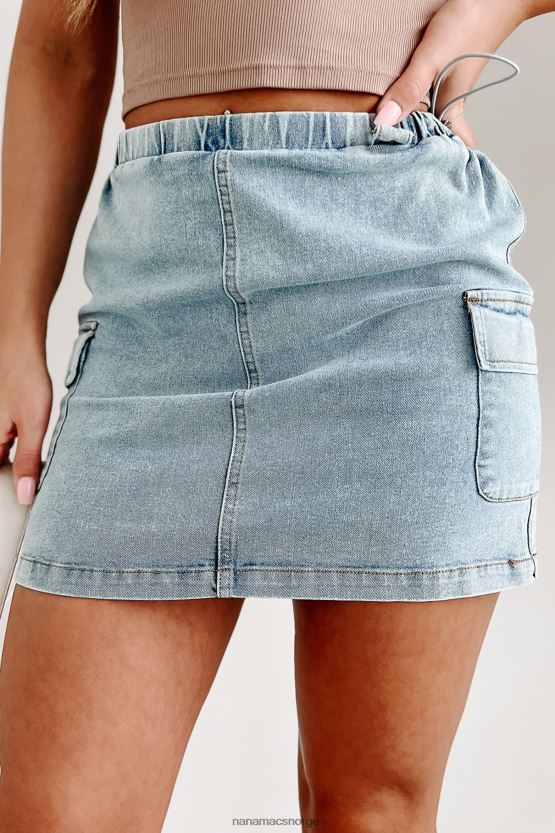 blå NanaMacs neste eventyr cargo lomme denim miniskjørt 402NJ03163