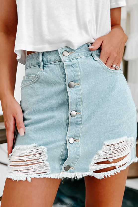 lett denim NanaMacs augie distressed denim miniskjørt 402NJ03202