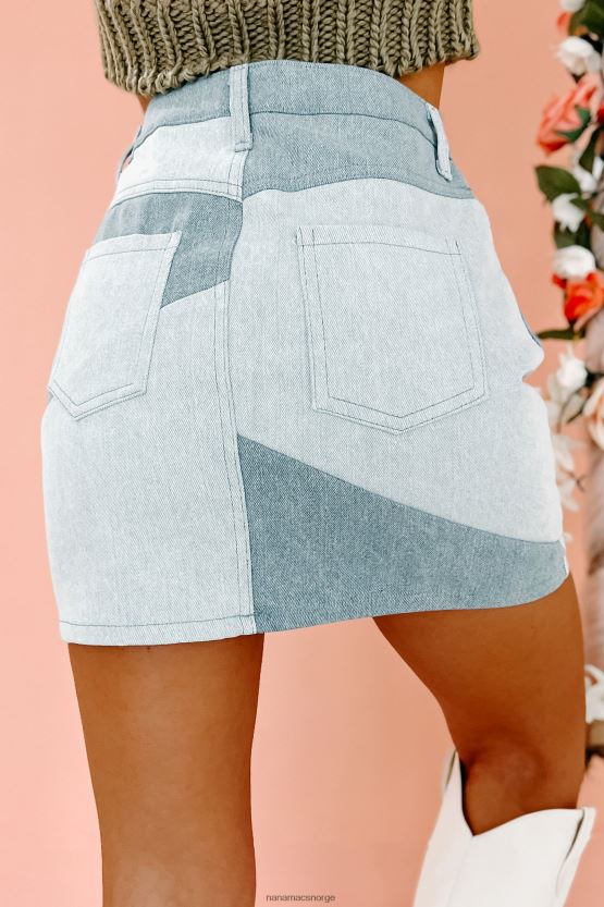 lett denim NanaMacs throwback skjønnhet patchwork denimskjørt 402NJ03309