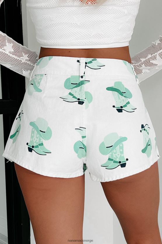 mint/hvit NanaMacs hei partner plissert westernprint denim skort 402NJ02719