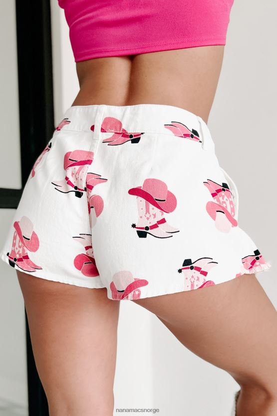 rosa/hvit NanaMacs hei partner plissert westernprint denim skort 402NJ02718