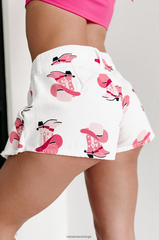 rosa/hvit NanaMacs hei partner plissert westernprint denim skort 402NJ02718