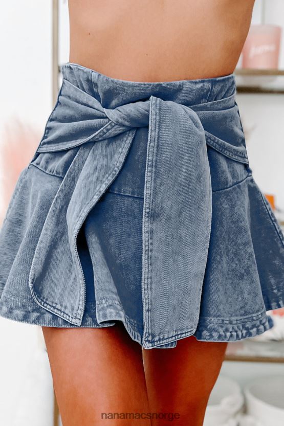 vasket denim NanaMacs stil mentor denim mini skort med knyte i midjen 402NJ03268