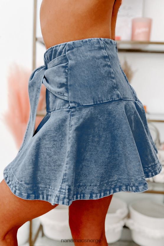 vasket denim NanaMacs stil mentor denim mini skort med knyte i midjen 402NJ03268