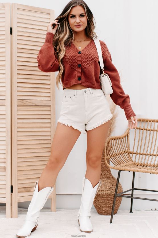 ecru NanaMacs sommer historier høy stige frynsete hem denim shorts 402NJ02962