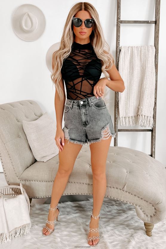 grå NanaMacs ta forholdsregler distressed denim shorts 402NJ02866