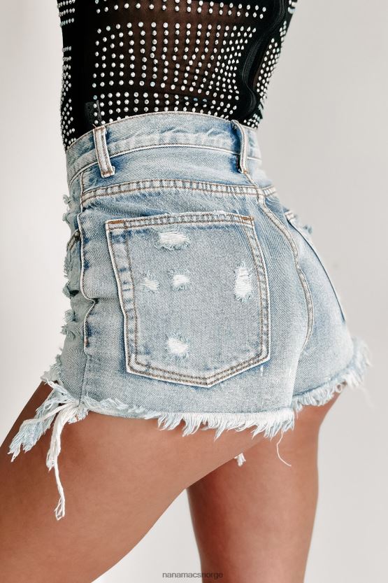 lett denim NanaMacs for første gang distressed high rise shorts 402NJ02764