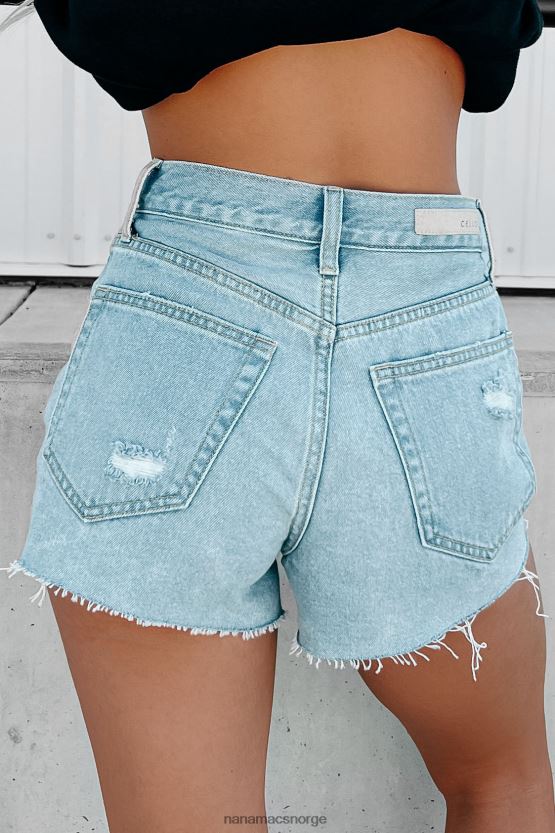 lett denim NanaMacs fritid høy stige knapp-fly cello distressed mamma shorts 402NJ02889