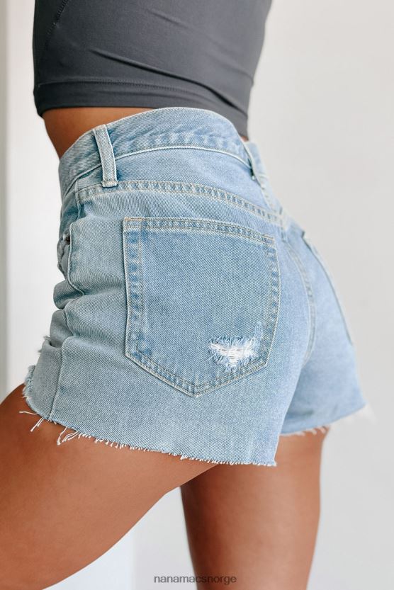 lett denim NanaMacs fritid høy stige knapp-fly cello distressed mamma shorts 402NJ02889
