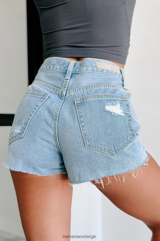 lett denim NanaMacs fritid høy stige knapp-fly cello distressed mamma shorts 402NJ02889