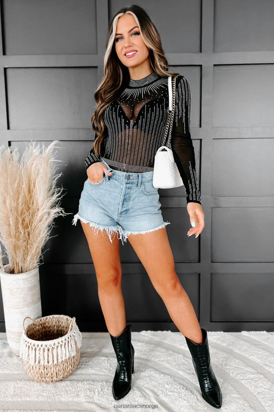 lys NanaMacs ha mer moro høy stige cello frynsete hem denim shorts 402NJ02918