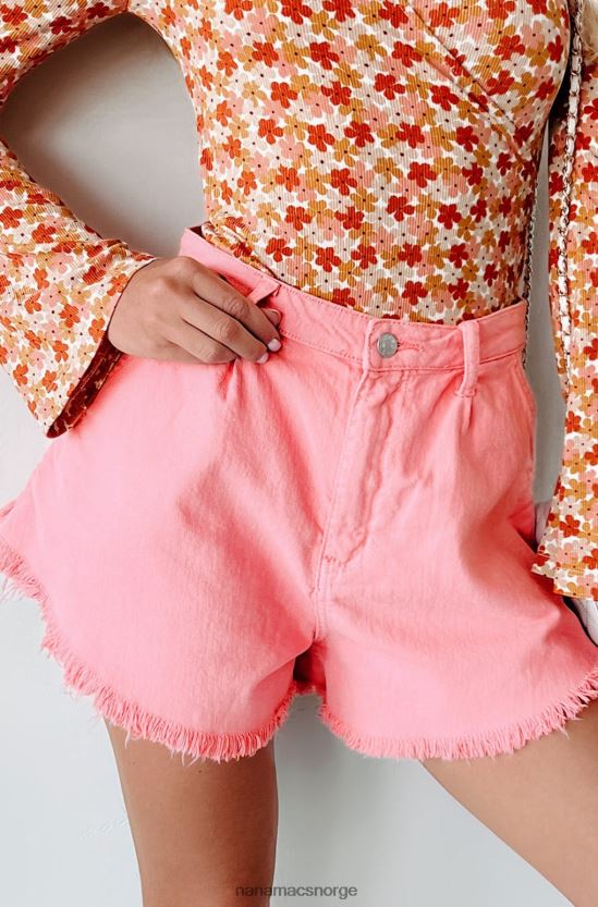 rosa NanaMacs becky høy midje, frynsete denimshorts 402NJ02739