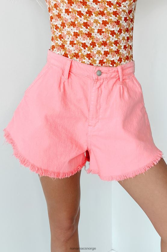 rosa NanaMacs becky høy midje, frynsete denimshorts 402NJ02739