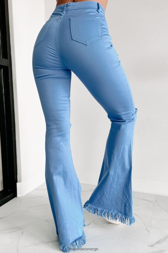 blå NanaMacs dristige bevegelser høye distressed flare jeans 402NJ03059
