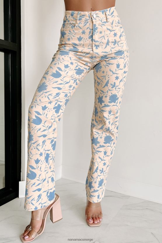 blå/aprikos NanaMacs florent floral jeans med rette ben 402NJ03031