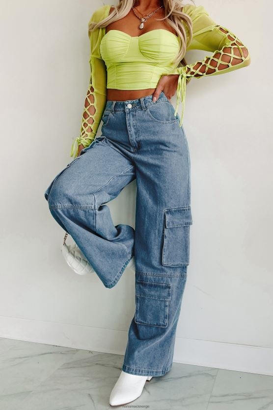 blå denim NanaMacs smooth talker cargojeans med brede ben 402NJ03134