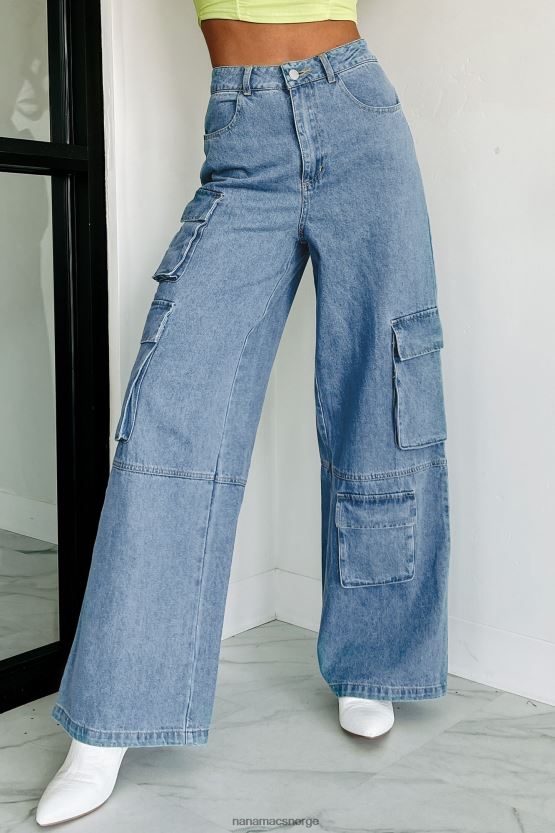 blå denim NanaMacs smooth talker cargojeans med brede ben 402NJ03134