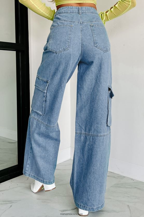 blå denim NanaMacs smooth talker cargojeans med brede ben 402NJ03134