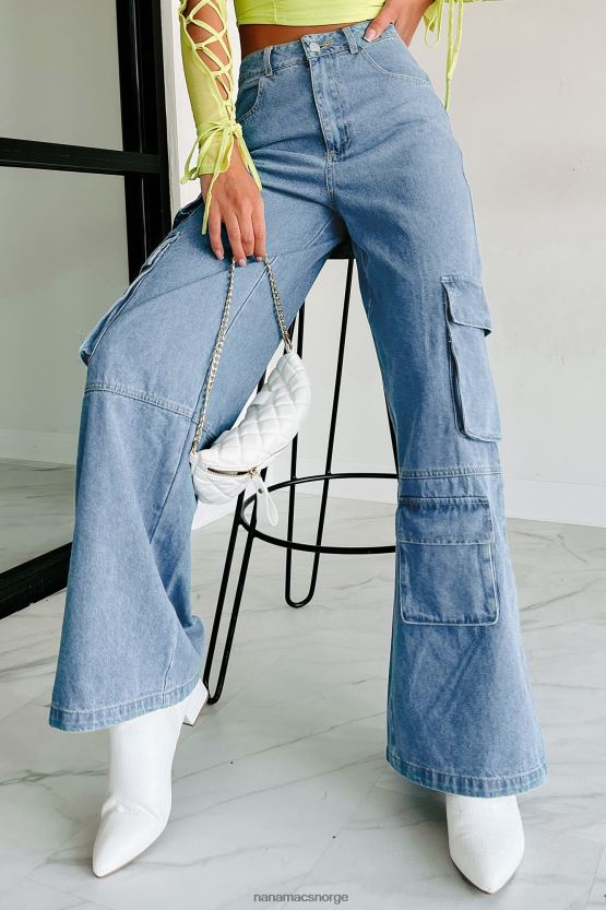 blå denim NanaMacs smooth talker cargojeans med brede ben 402NJ03134