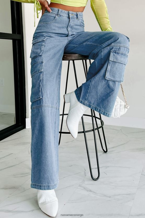 blå denim NanaMacs smooth talker cargojeans med brede ben 402NJ03134