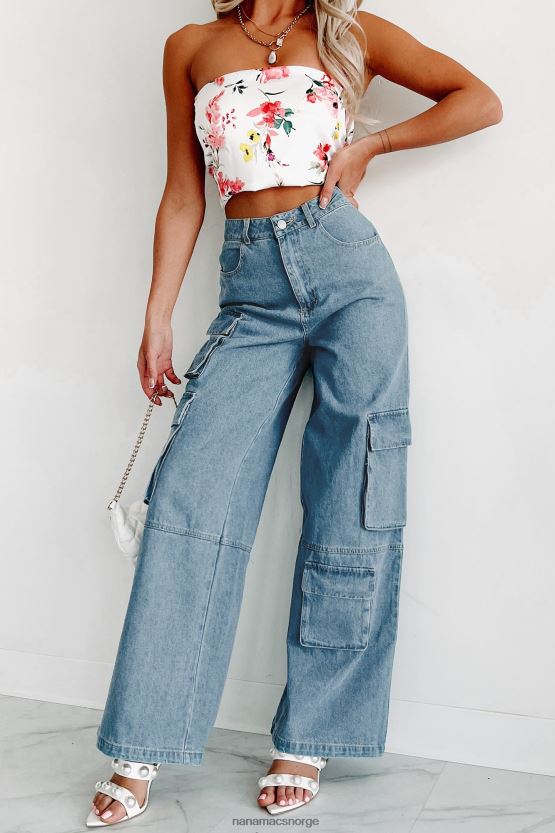 blå denim NanaMacs smooth talker cargojeans med brede ben 402NJ03134