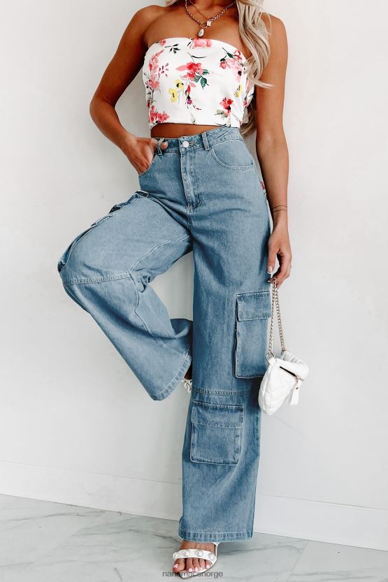 blå denim NanaMacs smooth talker cargojeans med brede ben 402NJ03134