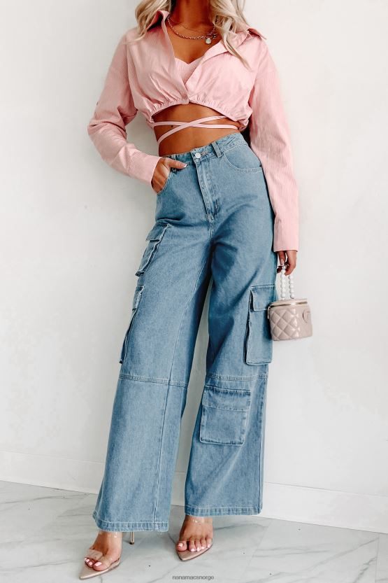 blå denim NanaMacs smooth talker cargojeans med brede ben 402NJ03134