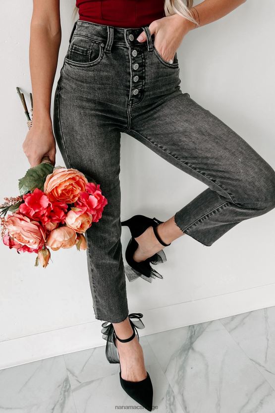 grå NanaMacs grått område eunina high rise button-fly jeans med rette ben 402NJ03420