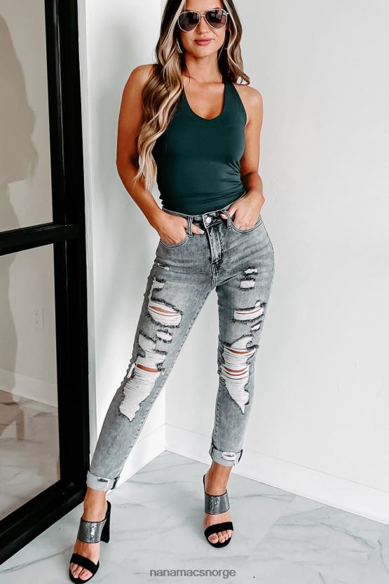 grå NanaMacs høyere kraft steget high rise distressed skinny jeans 402NJ03469