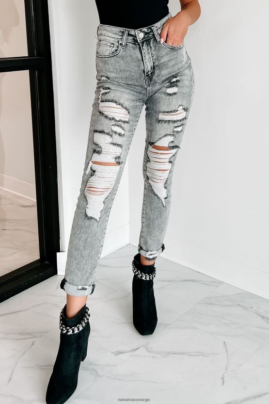 grå NanaMacs høyere kraft steget high rise distressed skinny jeans 402NJ03469