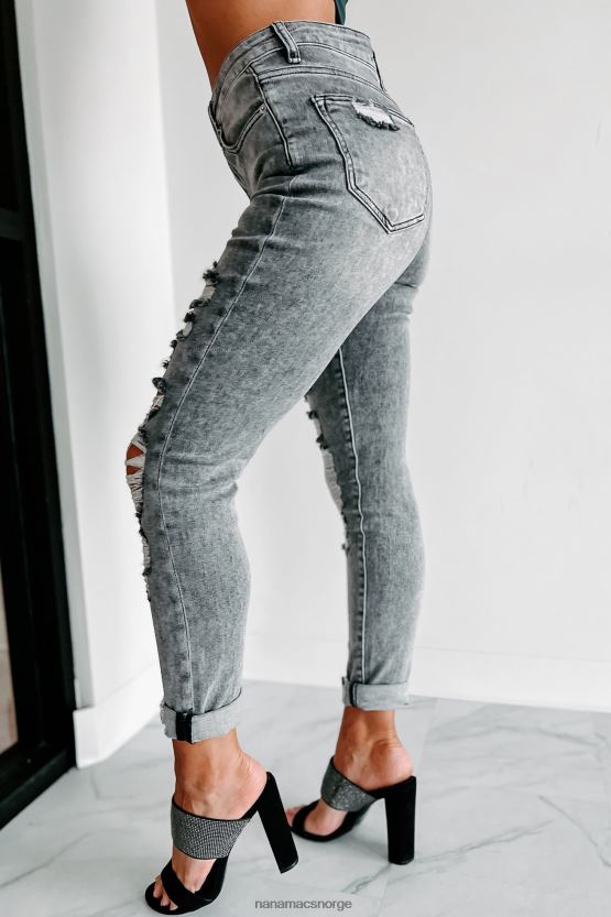grå NanaMacs høyere kraft steget high rise distressed skinny jeans 402NJ03469